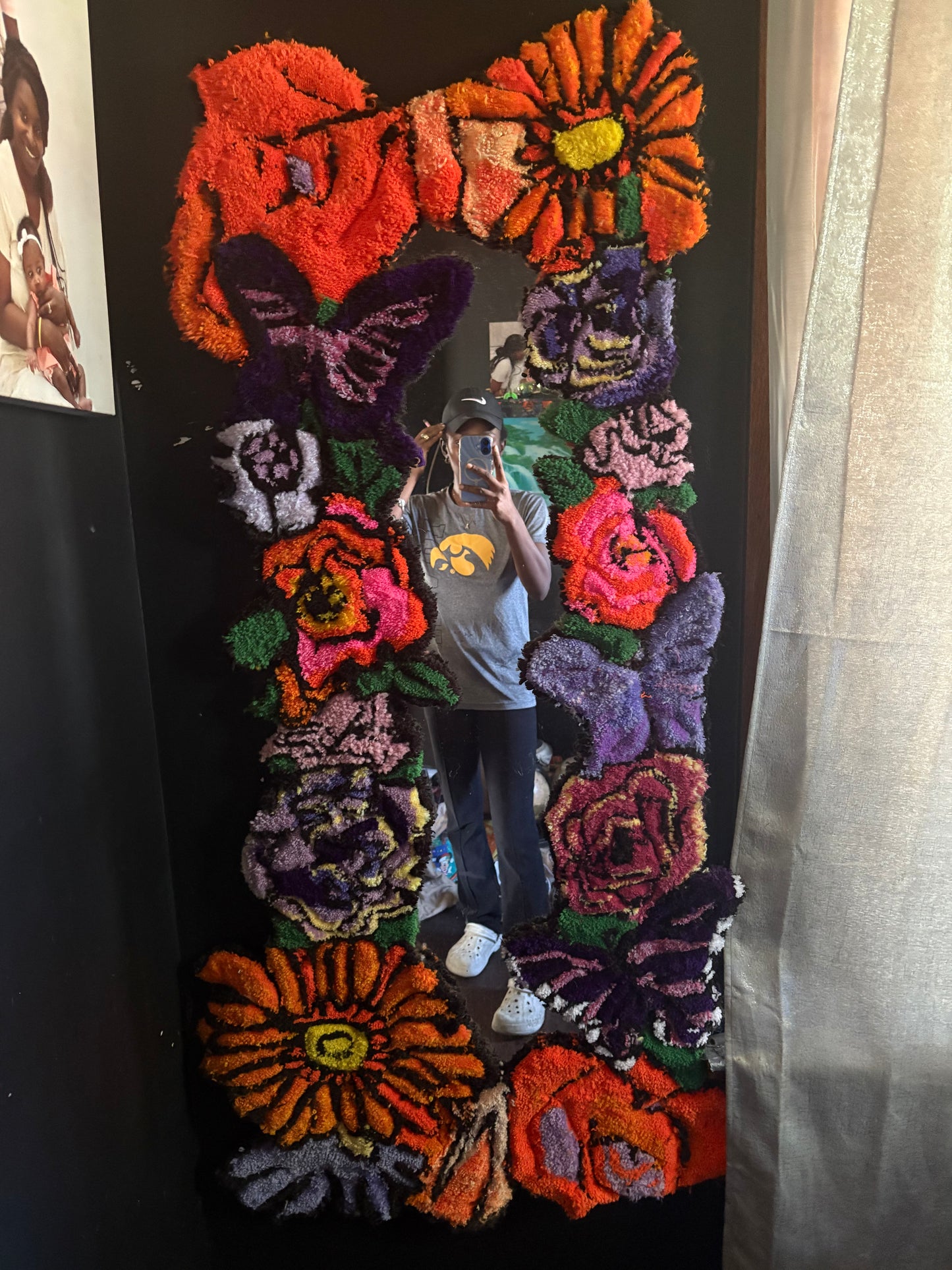 Tufted mirror frames